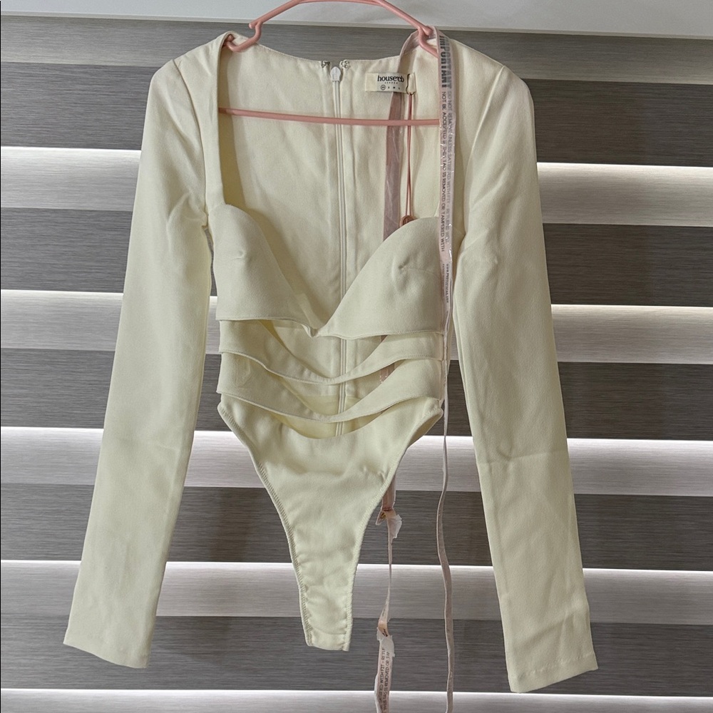 House of CB Cream Cutout Long Sleeve Bodysuit